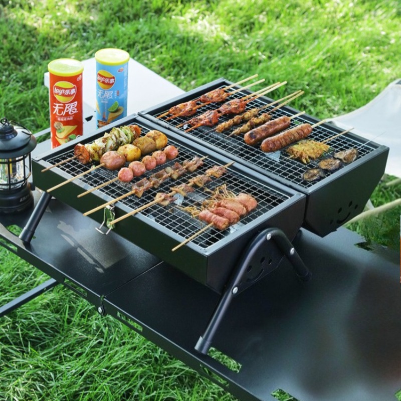 Camping Double Cooking Stove - Grill na węgiel drzewny ze stali