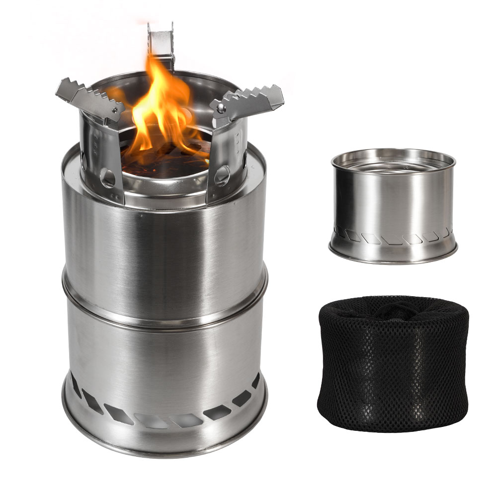 Camping Double Cooking Stove - Przenośna kuchenka na drewno do użytku