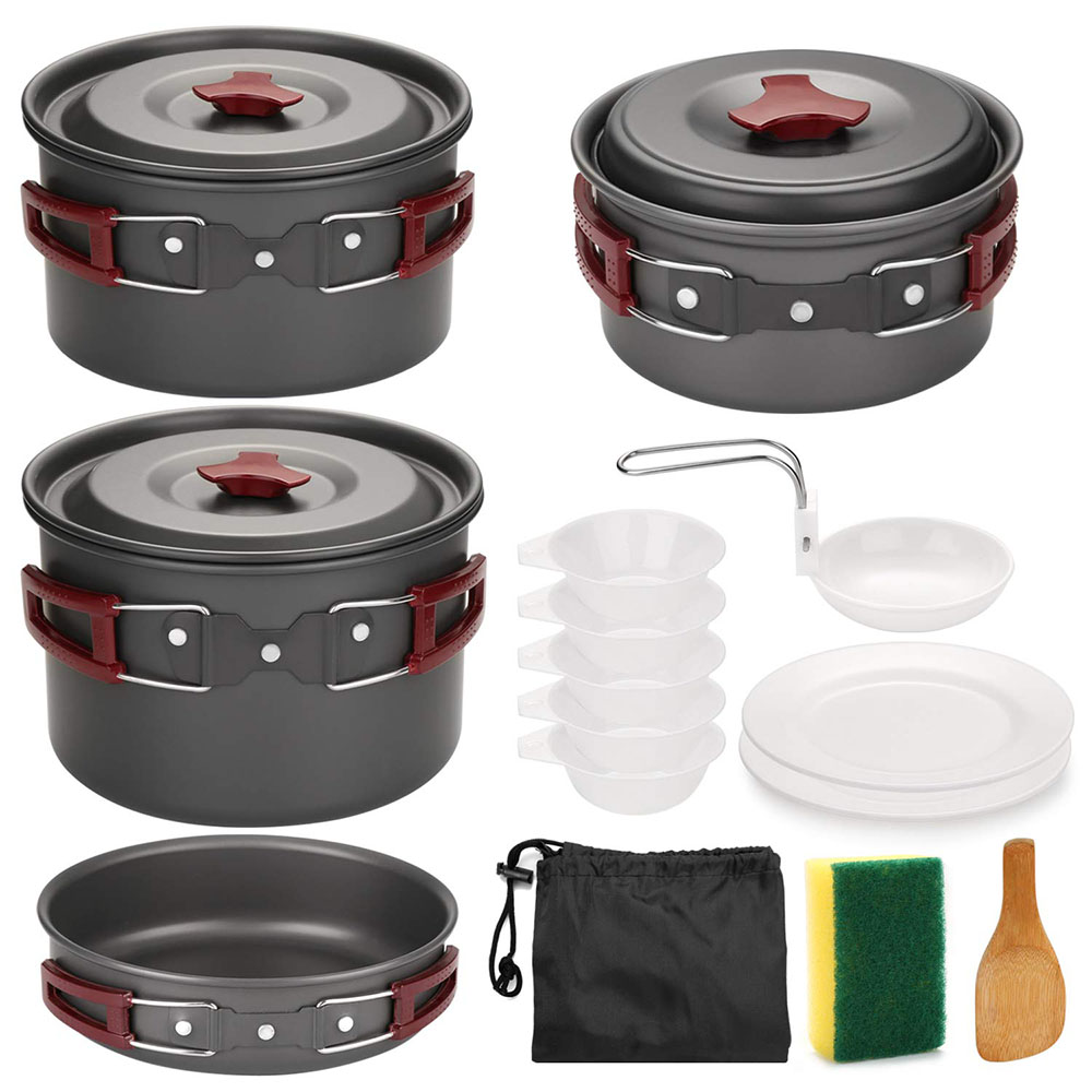 Camping Outdoor Cooking Equipment - Zestaw naczyń kempingowych na zewnątrz Nieprzywierające