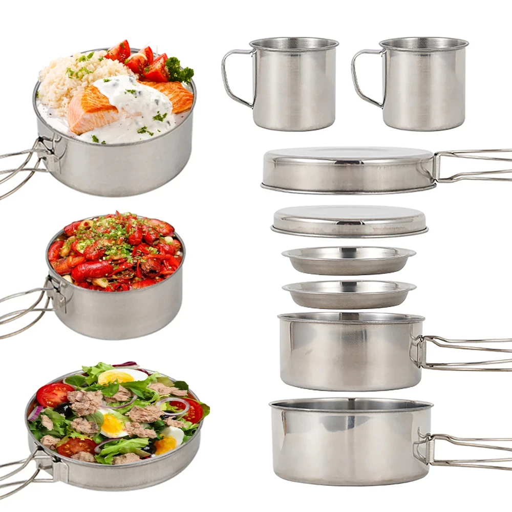 8-częściowy zestaw naczyń kemp – Camping Outdoor Cooking Equipment recenzja i cena