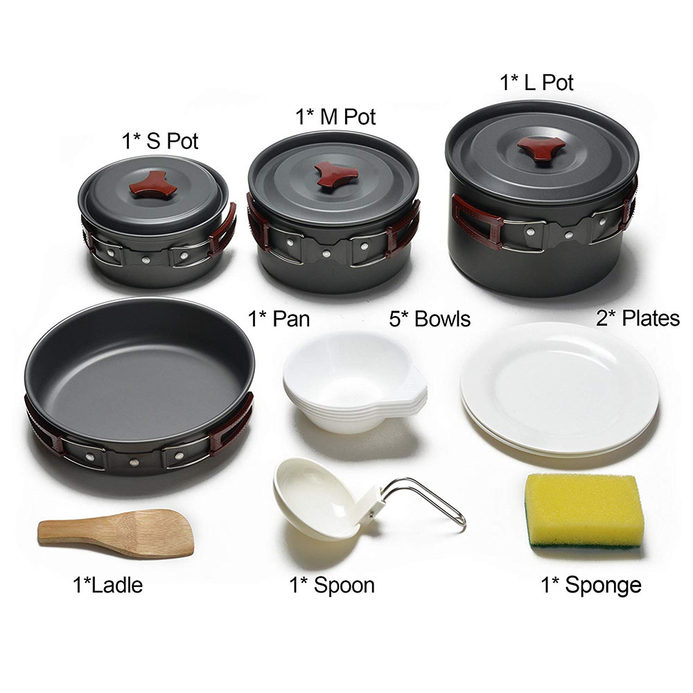 Zestaw naczyń kempingowych na  – Camping Outdoor Cooking Equipment recenzja i cena