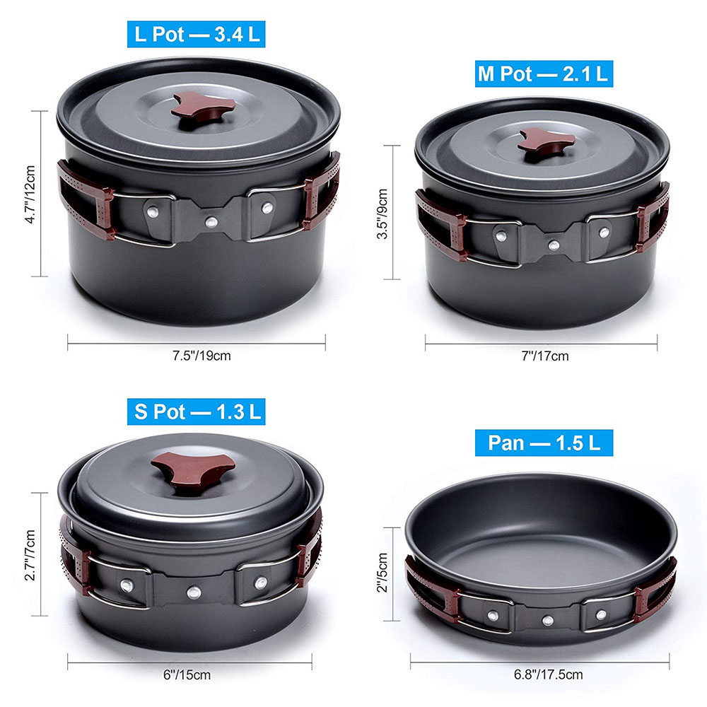 Zestaw naczyń kempingowych na  – Camping Outdoor Cooking Equipment recenzja i cena